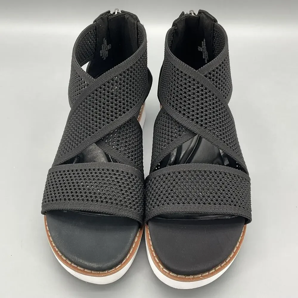 NEW Easy Spirit Women’s Wander Strap Wedge Sandals Black Size 8.5M